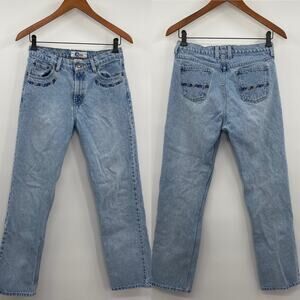 Arizona Jeans Light Wash Blue Y2K 90s Vintage Floral Embroidery Womens 5 27"